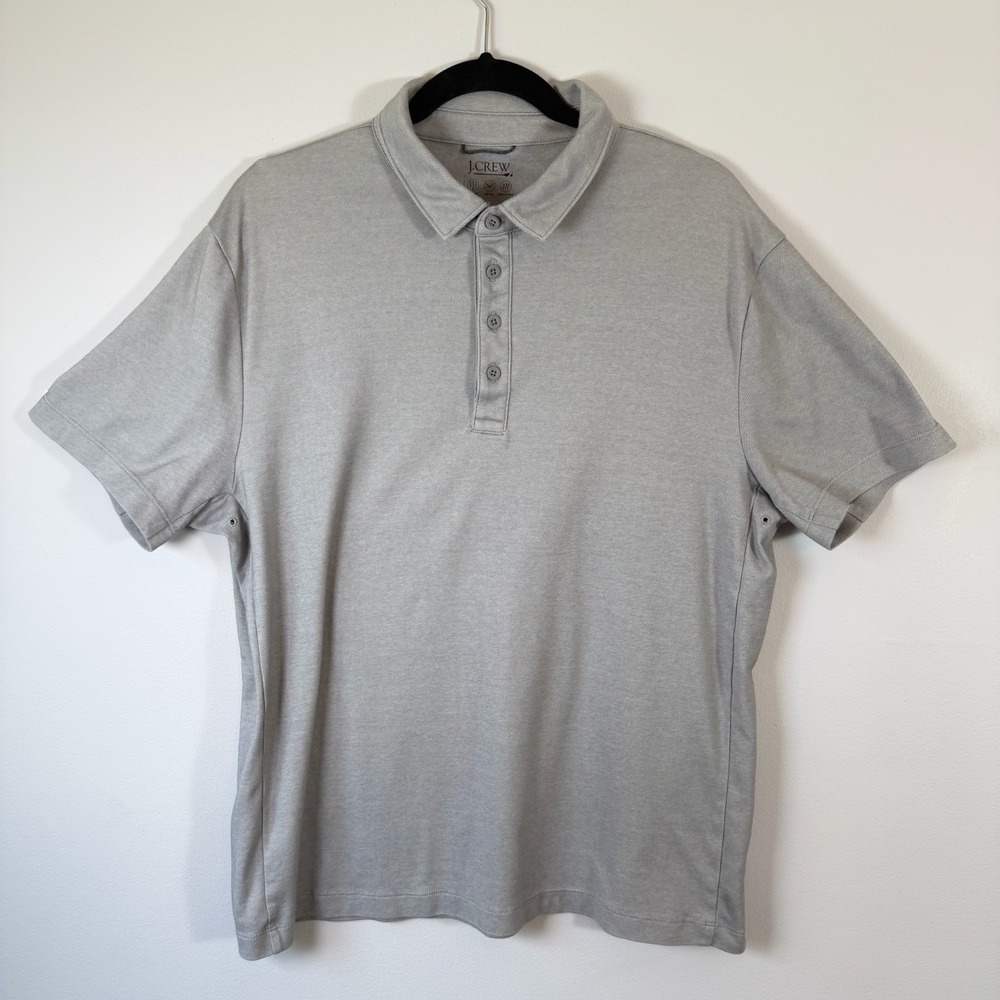 J.Crew Performance Polo Shirt Gray Coolmax UPF 50+ Moisture Wicking Men's L